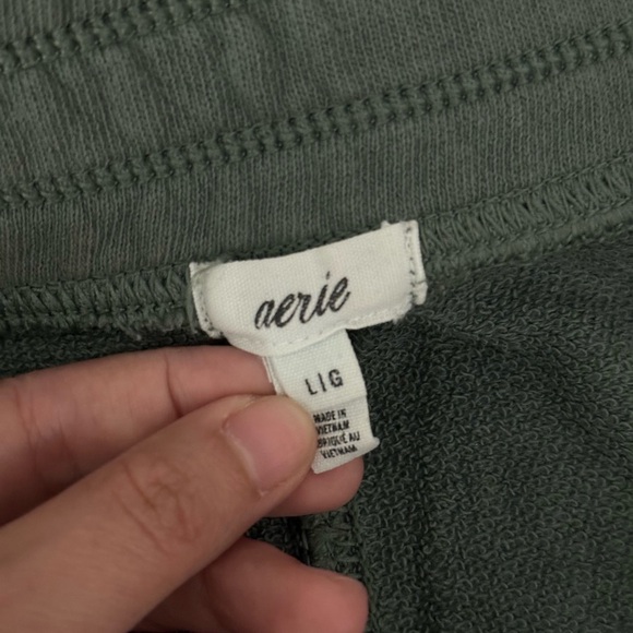 Aerie Women Green Twill Sweat Shorts Elastic Waist size L - Picture 7 of 8